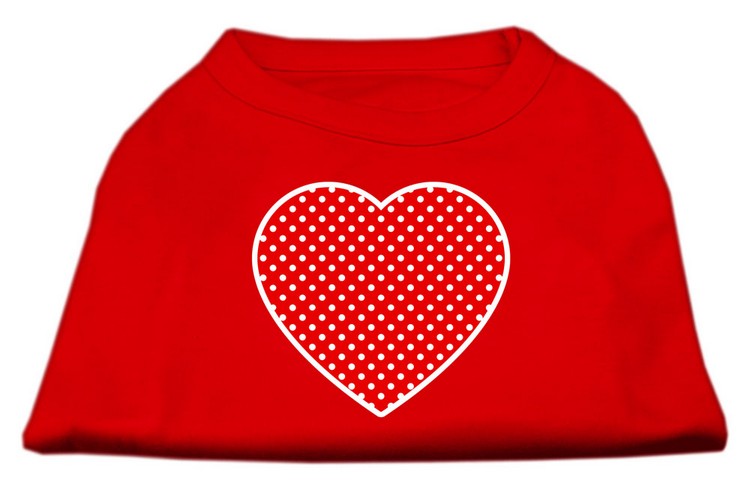 Red Swiss Dot Heart Screen Print Shirt Red XS